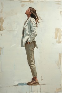 A businesswoman model footwear painting standing.