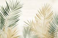 Green palm leaves watercolor painting backgrounds outdoors.