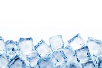 Pile of small ice cubes backgrounds snow white background.