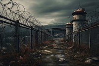 Abandoned prison architecture lighthouse outdoors.