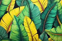 Vintage drawing of banana leaf pattern backgrounds tropics nature.