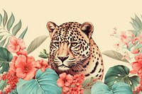 Vintage drawing of leopard pattern flower wildlife animal.