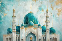 The Islamic Luxury Mosque architecture painting backgrounds.