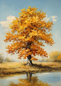 An Old Maple Tree in Autumn painting nature maple.