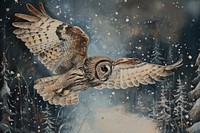 The Winter Owl owl painting animal.