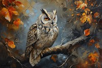 The Autumn Owl painting owl animal.