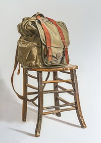 A Student Bag on a Wooden Chair chair bag furniture.
