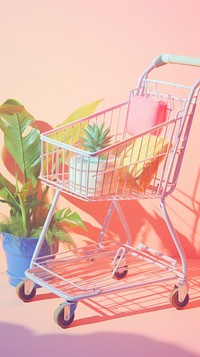 Shopping cart plant consumerism supermarket.