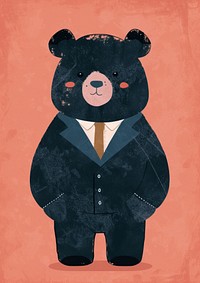 Cute bear wear business suit mammal art toy.