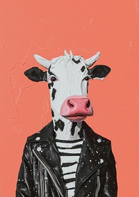 A cow in person character art livestock painting.