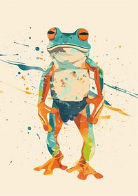 Frog in person character art amphibian painting.