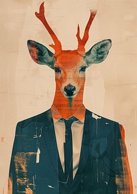 A deer in person character art wildlife painting.