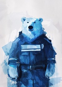 Police polar bear in person character mammal art representation.