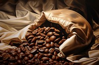 Coffee beans in a sack freshness abundance crumpled.