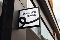 Squared cafe sign mockup psd