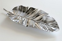 Basic 3d solid tropical leave Chrome material silver plant leaf.