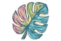 A tropical leave in the style of frayed chalk doodle pattern drawing sketch.