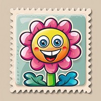 Cute postage stamp cartoon flower representation.