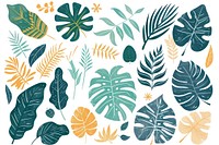 Tropical leaves in the style of frayed chalk doodle backgrounds pattern plant.
