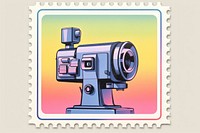 Rainbow Risograph style camera postage stamp electronics.