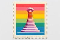 Rainbow Risograph style postage stamp architecture creativity.