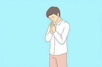 Praying person cartoon adult hand.