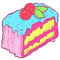 Hand drawn a dessert vibrant colors icing food cake.