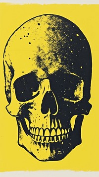 Skull yellow creativity painting.
