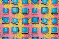 Tv pattern cute Risograph printing backgrounds electronics technology.