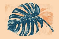 Tropical leave risograph style plant leaf pattern.