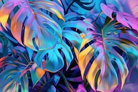 Tropical leaves in the style of aesthetic neon art nouveau tropics pattern purple.