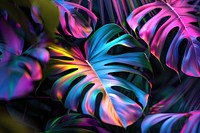 Tropical leaves in the style of aesthetic neon art nouveau tropics pattern purple.