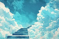 Vintage sky of god illustration architecture backgrounds staircase.