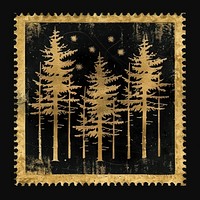Vintage postage stamp with forest plant tree blackboard.