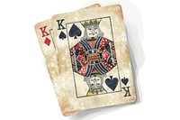 Watercolor illustration of King of deck gambling cards game.