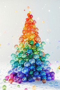 3D Glossy rainbow bubble christmas tree backgrounds sphere bead.