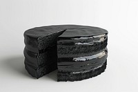 3d render of cake matte black material furniture white background dessert.