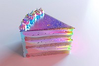 3d render of cake holographic glass color dessert food celebration.