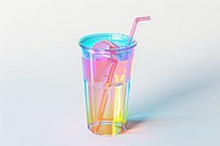 3d render of drink holographic glass color refreshment disposable drinkware.