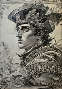 Napoleon portrait painting drawing.