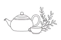 Tea teapot sketch line.