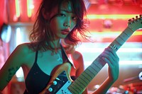 Thai girl guitar music musician.
