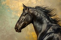 Black horse stallion painting animal.