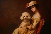 Portrait painting poodle animal.