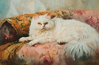 White persian cat painting art furniture.