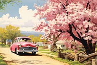 Blossom car painting outdoors.