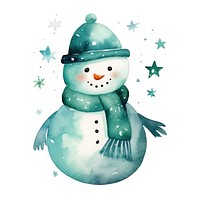 Snowman in Watercolor style snowman winter white background.