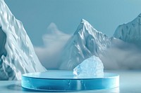 Product podium with an antarctica mountain iceberg glacier.