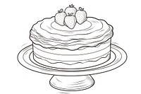 Cake outline sketch dessert drawing icing.
