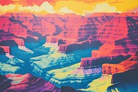 Grand Canyon Risograph style landscape mountain outdoors.